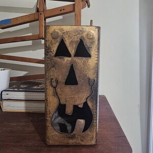 Jack O Lantern Cutout On Vintage Metal Lunch Box Decor